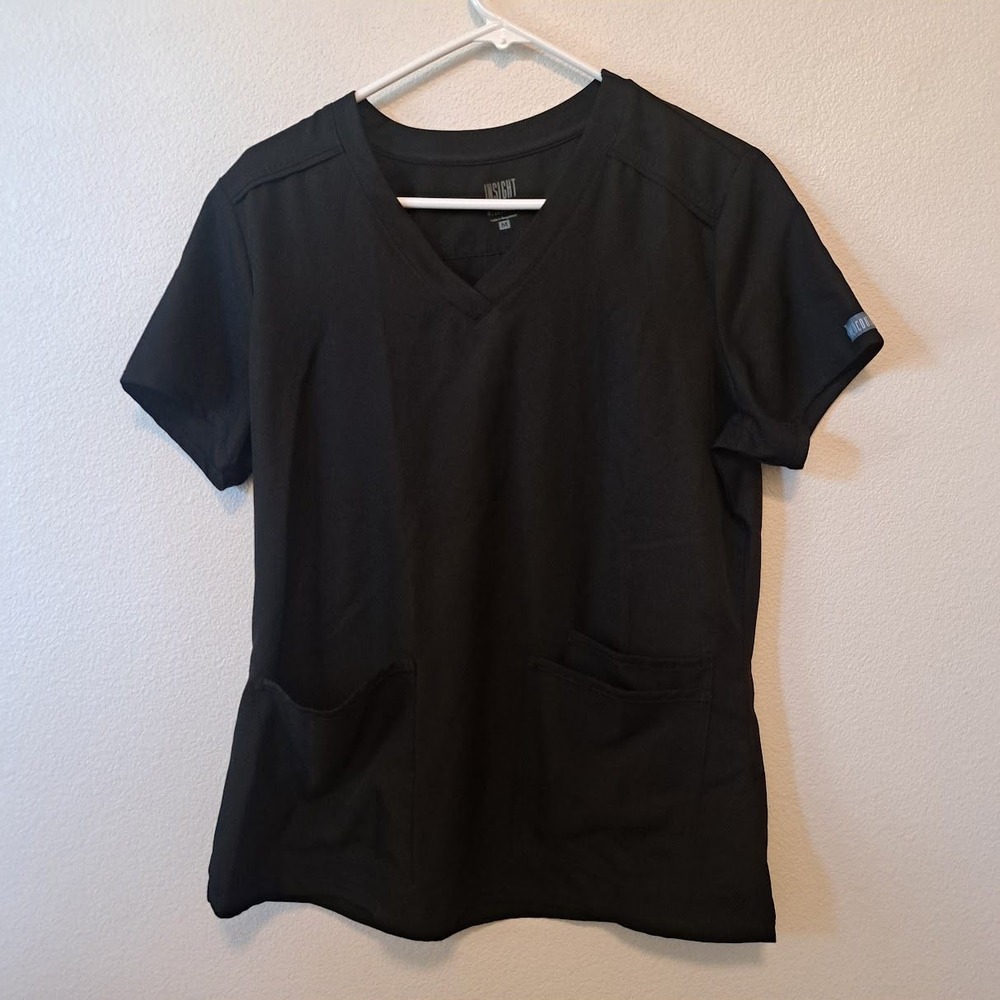 Med Couture Insight Scrub Top Black V-Neck Short Sleeve MC2411 Womens Medium